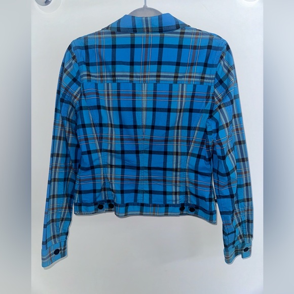 Pendleton Shirt Jacket Womens medium Blue Plaid Lightweight Stretch - Picture 4 of 12